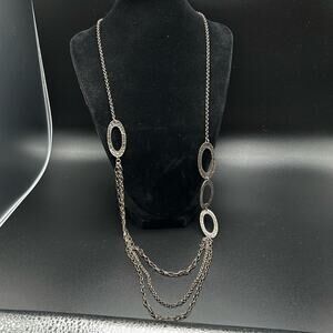Silpada 925 Sterling Silver Triple Chain Long Necklace #496 roughly 32"